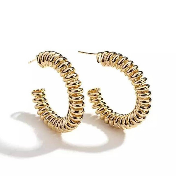 Open Huggie Hoop Earrings|Gold Huggie Hoops - Picture 1 of 7